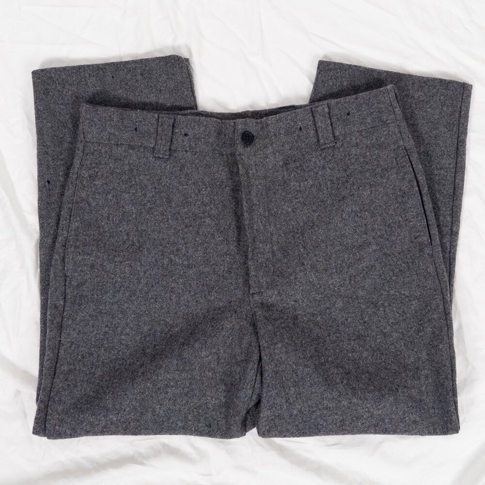 WOOLRICH GRAY WOOL-MESH PANTS